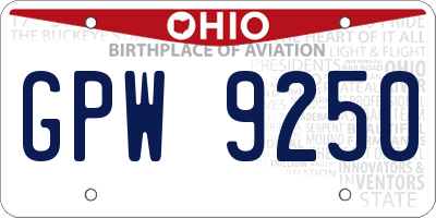 OH license plate GPW9250