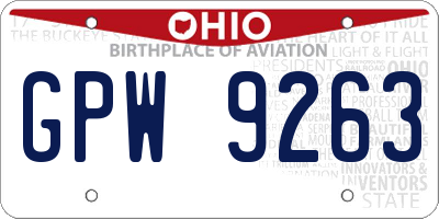 OH license plate GPW9263