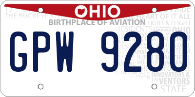 OH license plate GPW9280