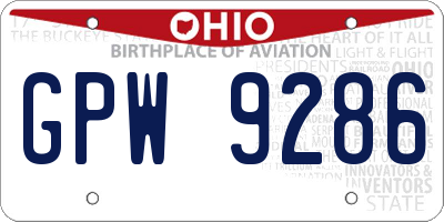 OH license plate GPW9286