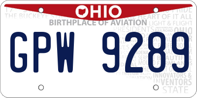 OH license plate GPW9289
