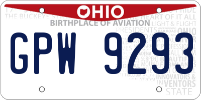 OH license plate GPW9293