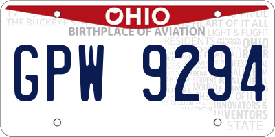 OH license plate GPW9294