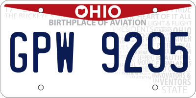 OH license plate GPW9295