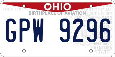 OH license plate GPW9296