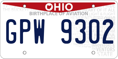 OH license plate GPW9302