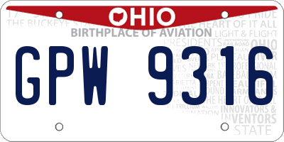 OH license plate GPW9316