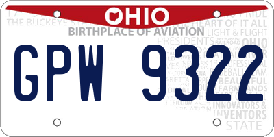 OH license plate GPW9322