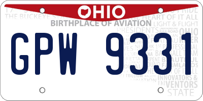OH license plate GPW9331