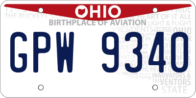 OH license plate GPW9340