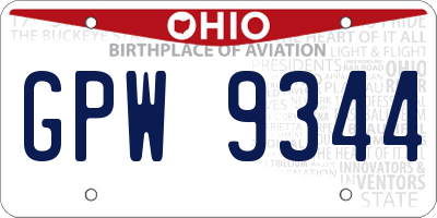 OH license plate GPW9344
