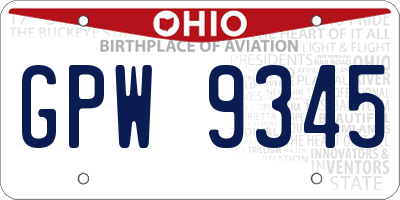 OH license plate GPW9345