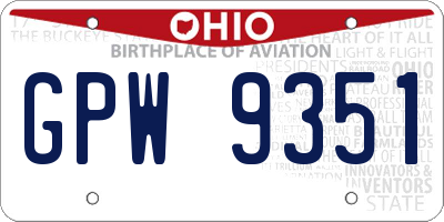 OH license plate GPW9351