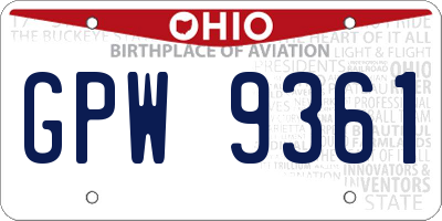 OH license plate GPW9361