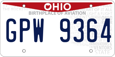 OH license plate GPW9364