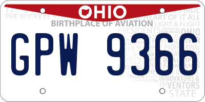 OH license plate GPW9366