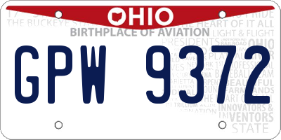OH license plate GPW9372