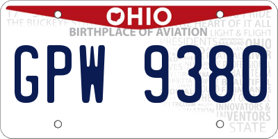 OH license plate GPW9380