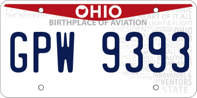 OH license plate GPW9393