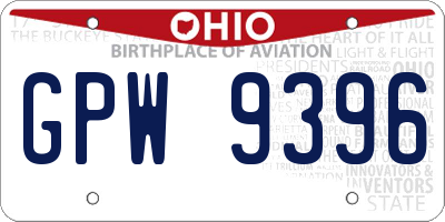 OH license plate GPW9396