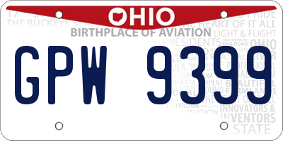 OH license plate GPW9399