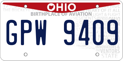 OH license plate GPW9409