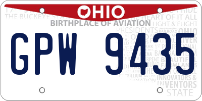OH license plate GPW9435