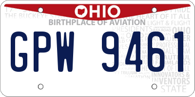 OH license plate GPW9461