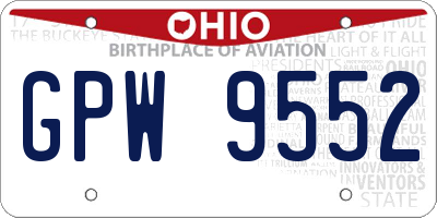 OH license plate GPW9552