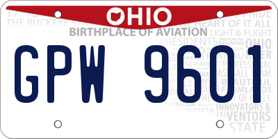OH license plate GPW9601