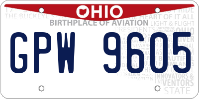 OH license plate GPW9605