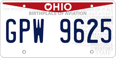 OH license plate GPW9625