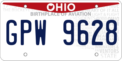 OH license plate GPW9628