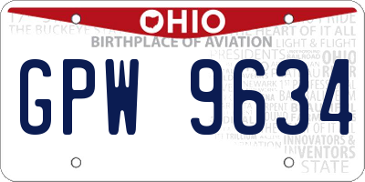 OH license plate GPW9634