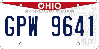 OH license plate GPW9641