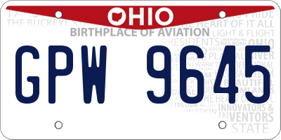 OH license plate GPW9645