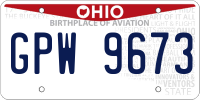 OH license plate GPW9673