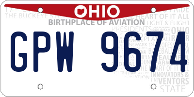OH license plate GPW9674