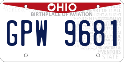 OH license plate GPW9681