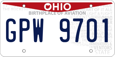 OH license plate GPW9701