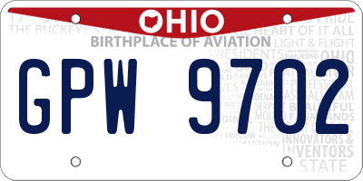 OH license plate GPW9702