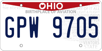 OH license plate GPW9705
