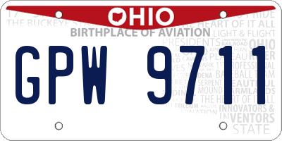 OH license plate GPW9711