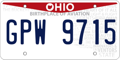 OH license plate GPW9715