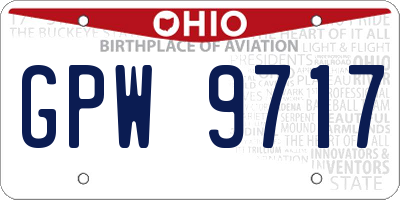 OH license plate GPW9717
