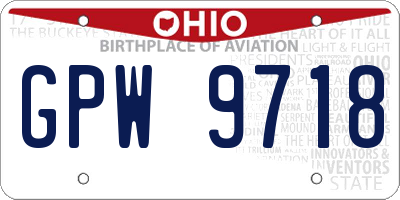 OH license plate GPW9718