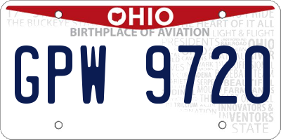 OH license plate GPW9720