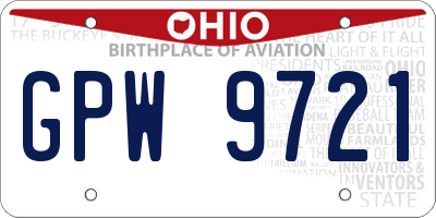 OH license plate GPW9721