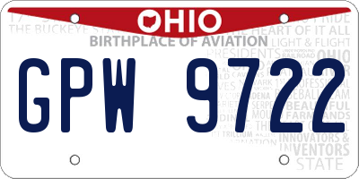 OH license plate GPW9722