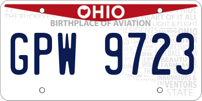OH license plate GPW9723